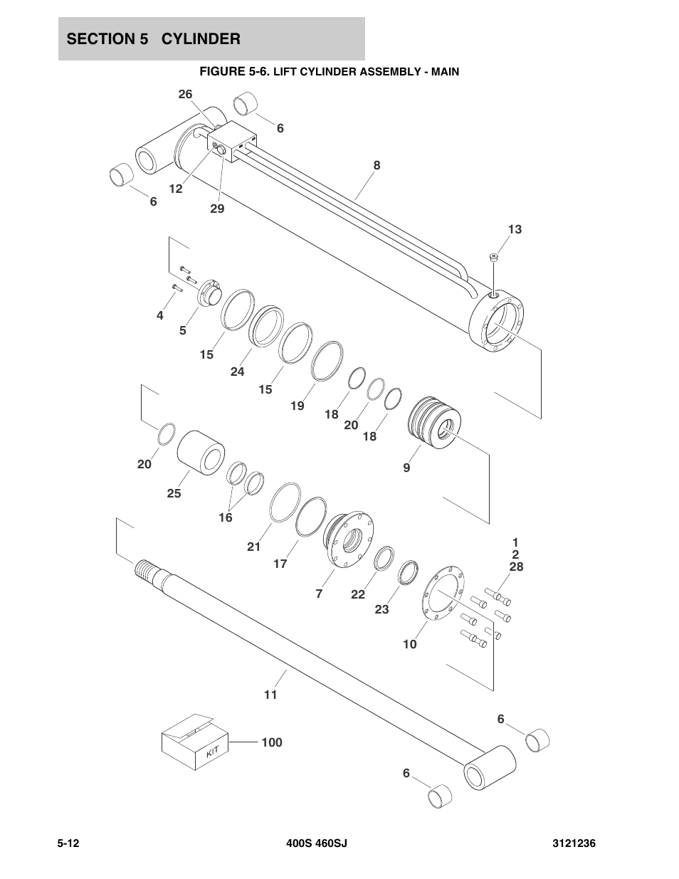 Figure 5-6. lift cylinder assembly - main | JLG 460SJ Parts Manual User Manual | Page 268 / 430