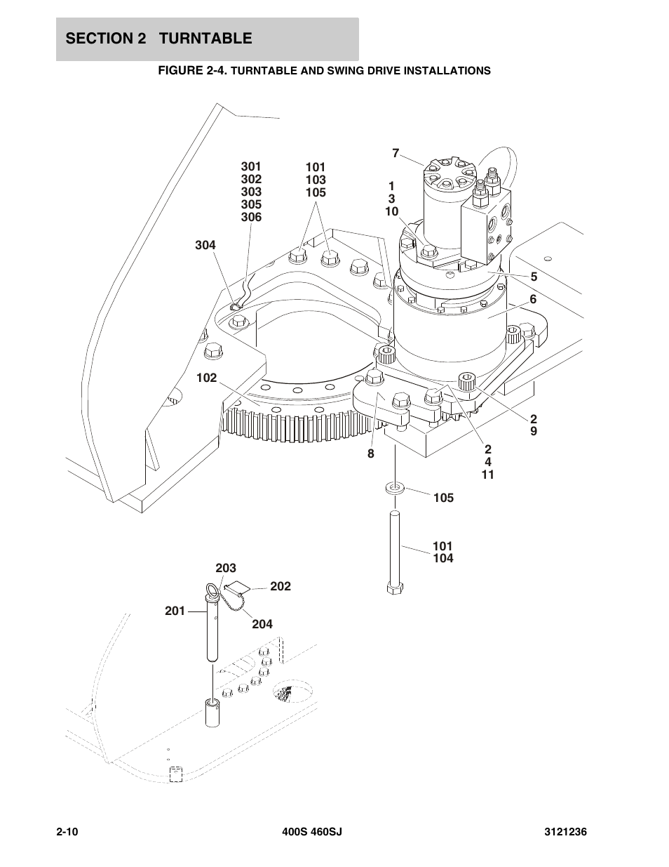 Turntable and swing drive installations -10 | JLG 460SJ Parts Manual User Manual | Page 72 / 430