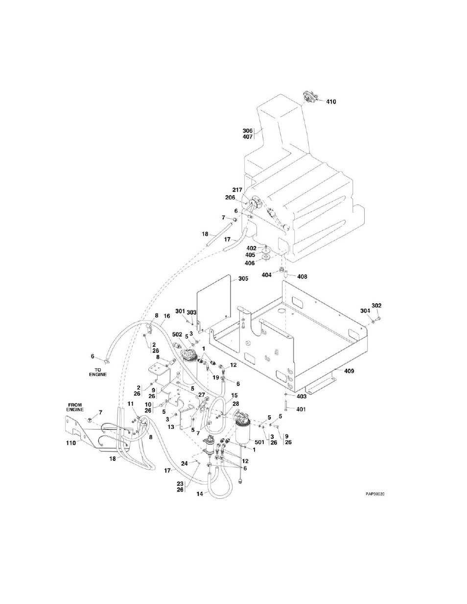 Figure 4-4. fuel tank and lines | JLG 4017PS Parts Manual User Manual | Page 146 / 596