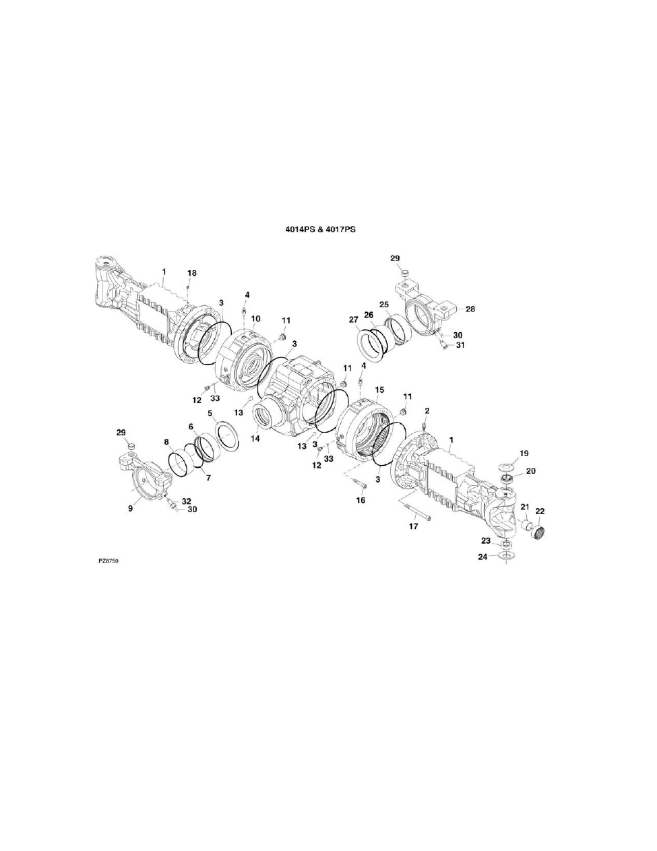 Figure 5-4. front axle - housing | JLG 4017PS Parts Manual User Manual | Page 174 / 596