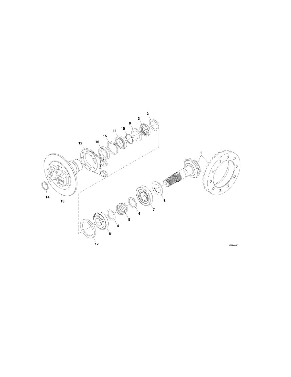 Figure 5-6. front axle - bevel gear set | JLG 4017PS Parts Manual User Manual | Page 178 / 596