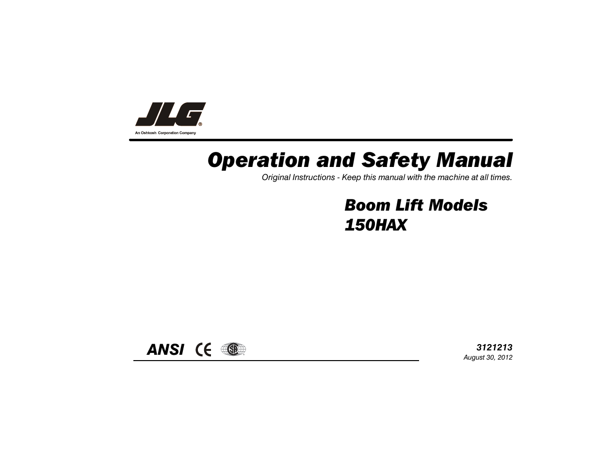 JLG 150HAX Operator Manual User Manual | 110 pages