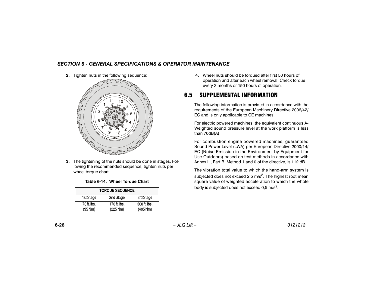 5 supplemental information, Supplemental information -26, Wheel torque chart -26 | JLG 150HAX Operator Manual User Manual | Page 104 / 110