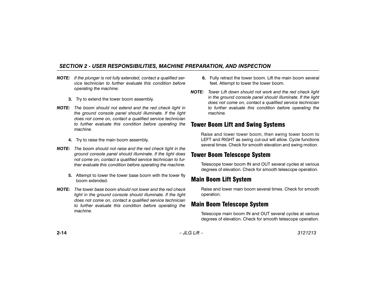 Tower boom lift and swing systems, Tower boom telescope system, Main boom lift system | Main boom telescope system | JLG 150HAX Operator Manual User Manual | Page 34 / 110