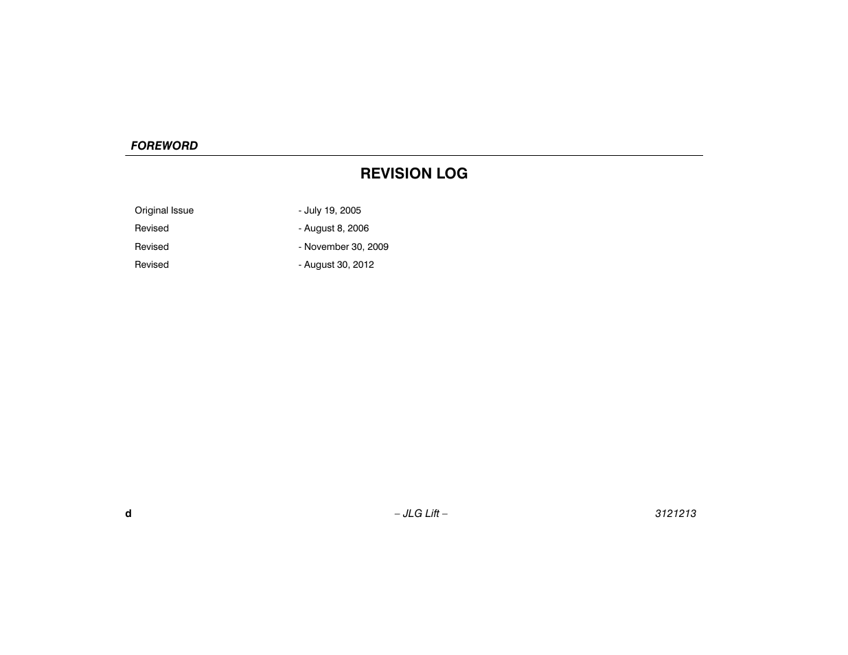 Revision log | JLG 150HAX Operator Manual User Manual | Page 6 / 110