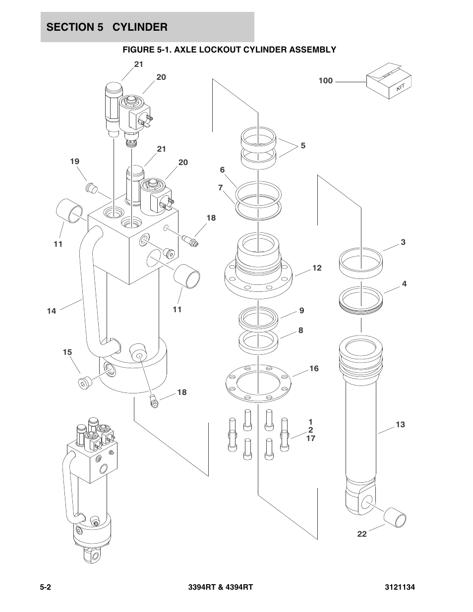 Figure 5-1. axle lockout cylinder assembly | JLG 4394RT ANSI Parts Manual User Manual | Page 152 / 212