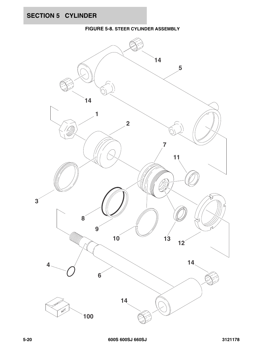 Figure 5-8. steer cylinder assembly | JLG 660SJ ANSI Parts Manual User Manual | Page 264 / 346