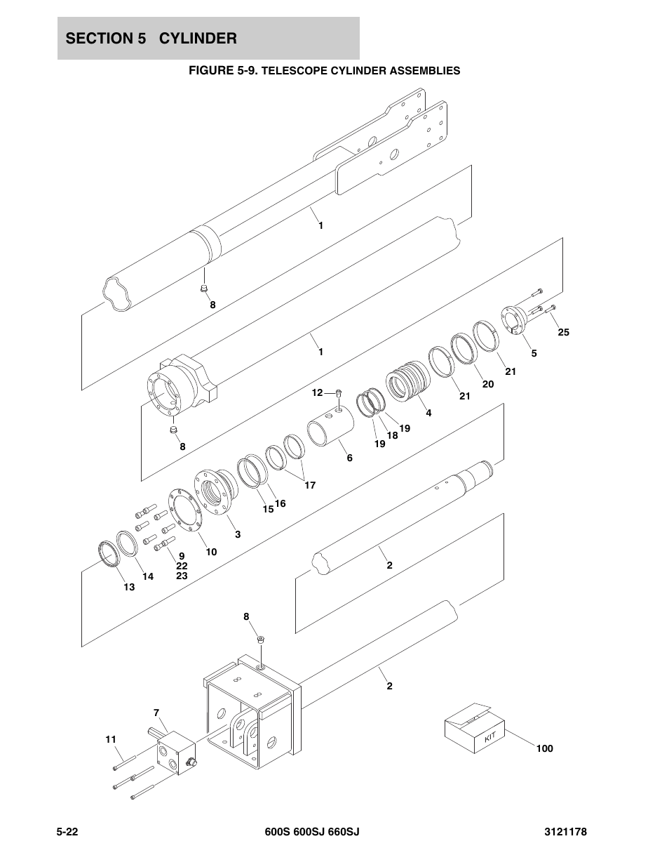 Figure 5-9. telescope cylinder assemblies | JLG 660SJ ANSI Parts Manual User Manual | Page 266 / 346