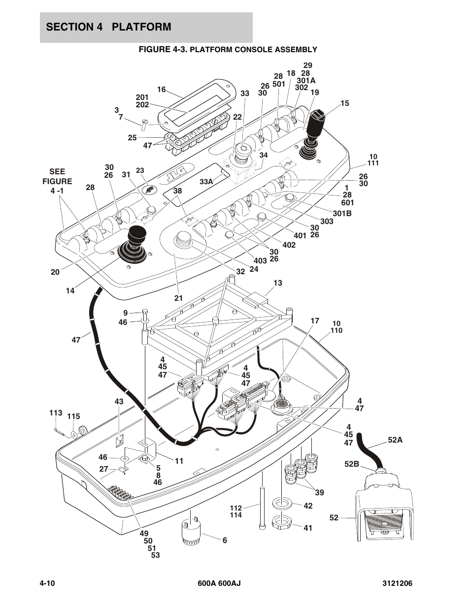 Figure 4-3. platform console assembly | JLG 600A_AJ Parts Manual User Manual | Page 240 / 428