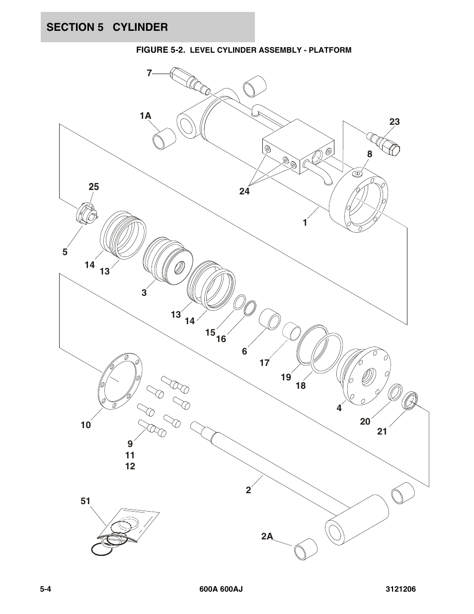 Figure 5-2. level cylinder assembly - platform | JLG 600A_AJ Parts Manual User Manual | Page 262 / 428