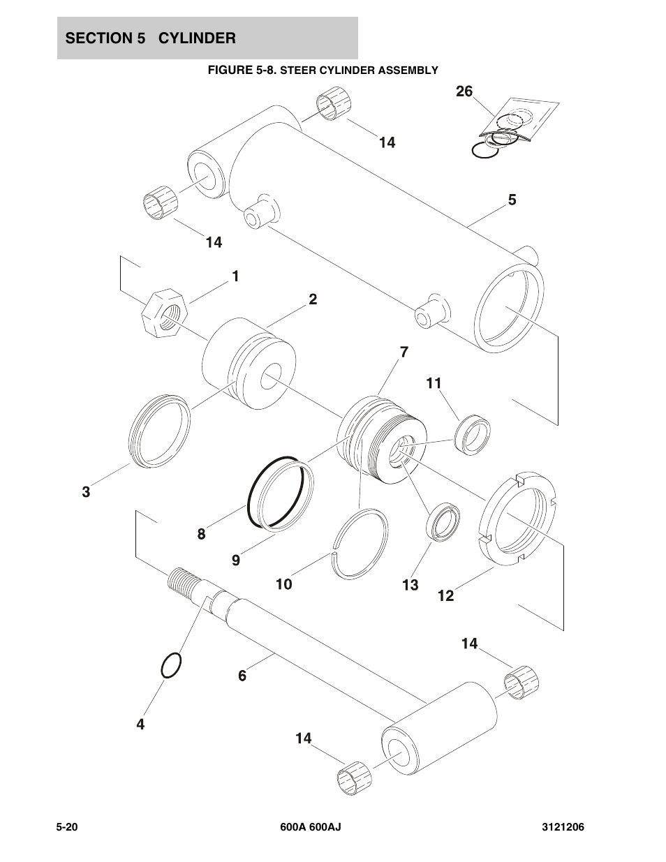 Figure 5-8. steer cylinder assembly | JLG 600A_AJ Parts Manual User Manual | Page 278 / 428