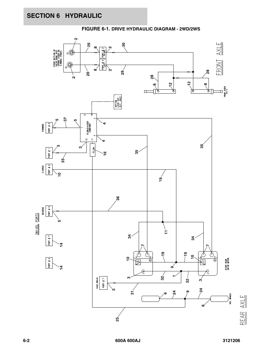 Figure 6-1. drive hydraulic diagram - 2wd/2ws | JLG 600A_AJ Parts Manual User Manual | Page 288 / 428