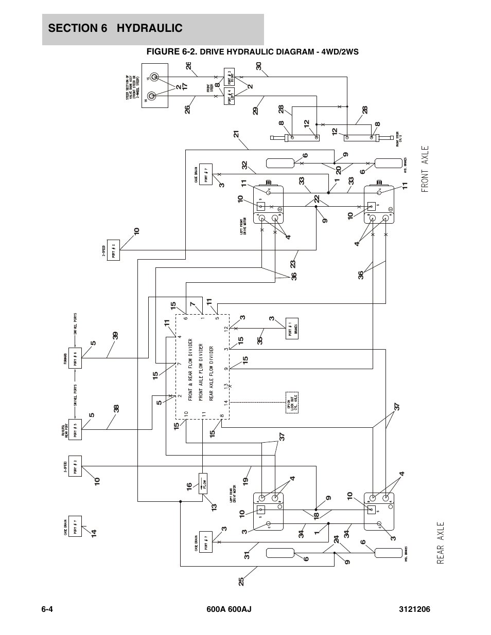 Figure 6-2. drive hydraulic diagram - 4wd/2ws, Figure 6-2 | JLG 600A_AJ Parts Manual User Manual | Page 290 / 428