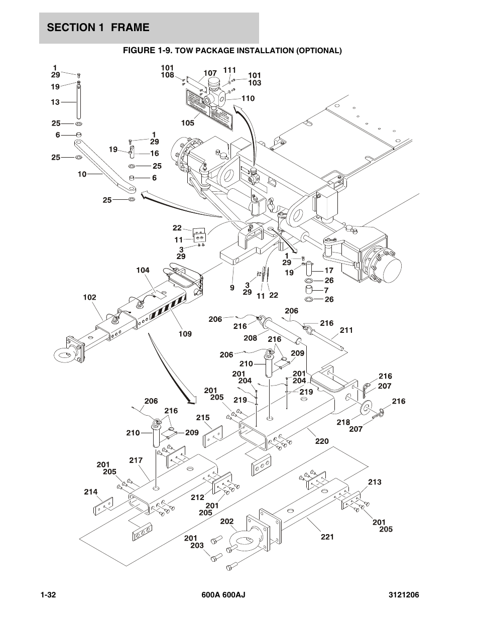 Figure 1-9. tow package installation (optional) | JLG 600A_AJ Parts Manual User Manual | Page 40 / 428