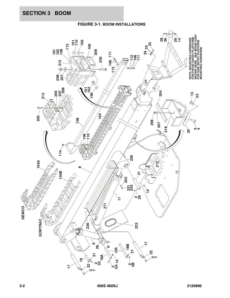 Figure 3-1. boom installations, Figure 3-1 | JLG 460SJ Parts Manual User Manual | Page 138 / 292