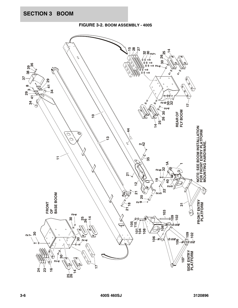 Figure 3-2. boom assembly - 400s, Boom | JLG 460SJ Parts Manual User Manual | Page 142 / 292