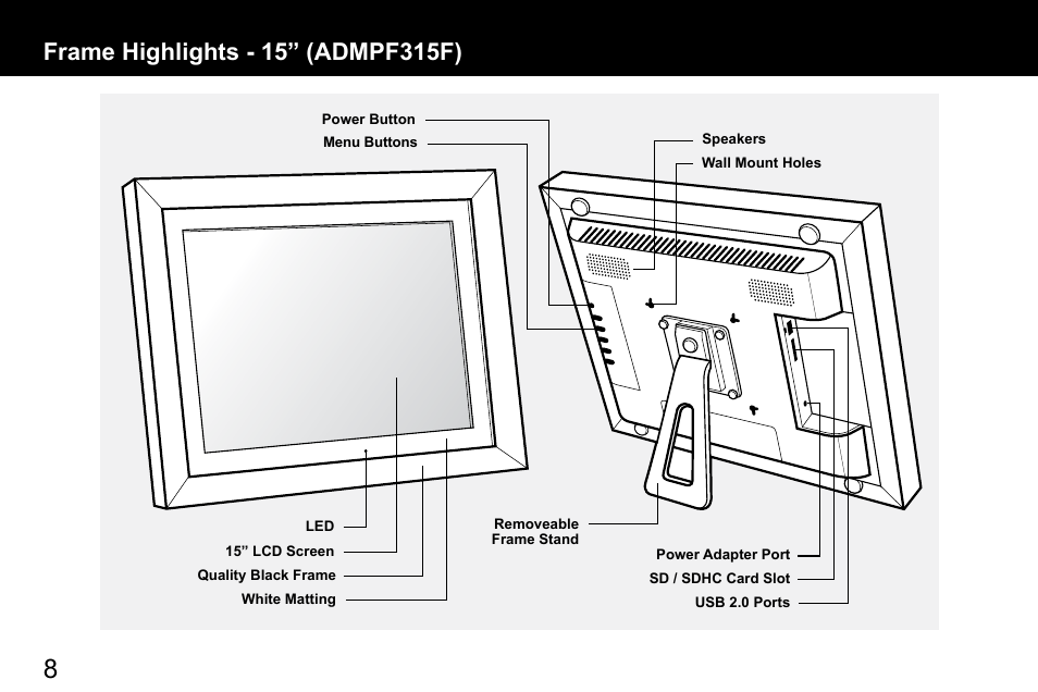 Aluratek ADMPF119 User Manual | Page 8 / 28