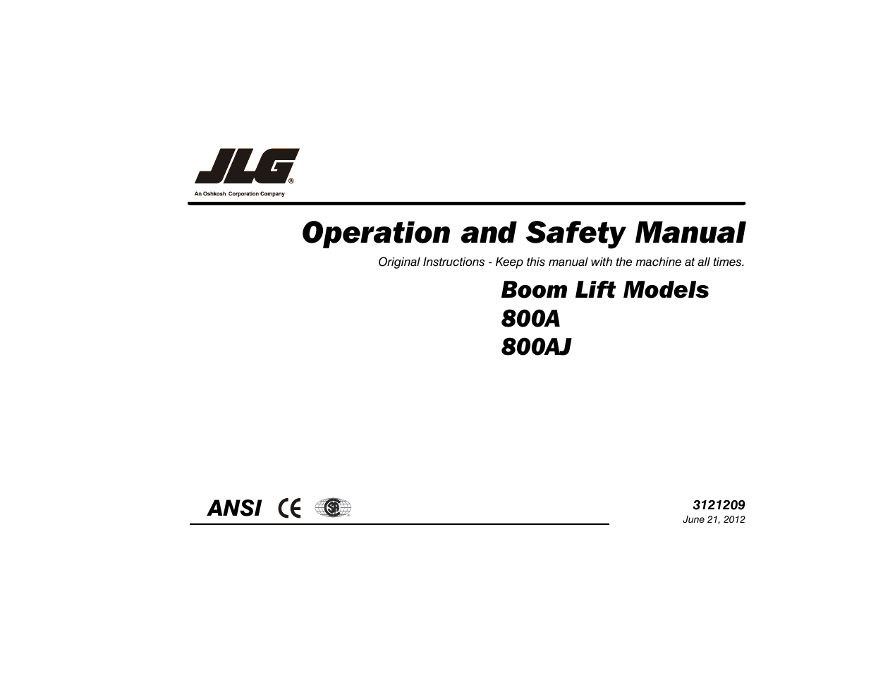 JLG 800A_AJ Operator Manual User Manual | 150 pages