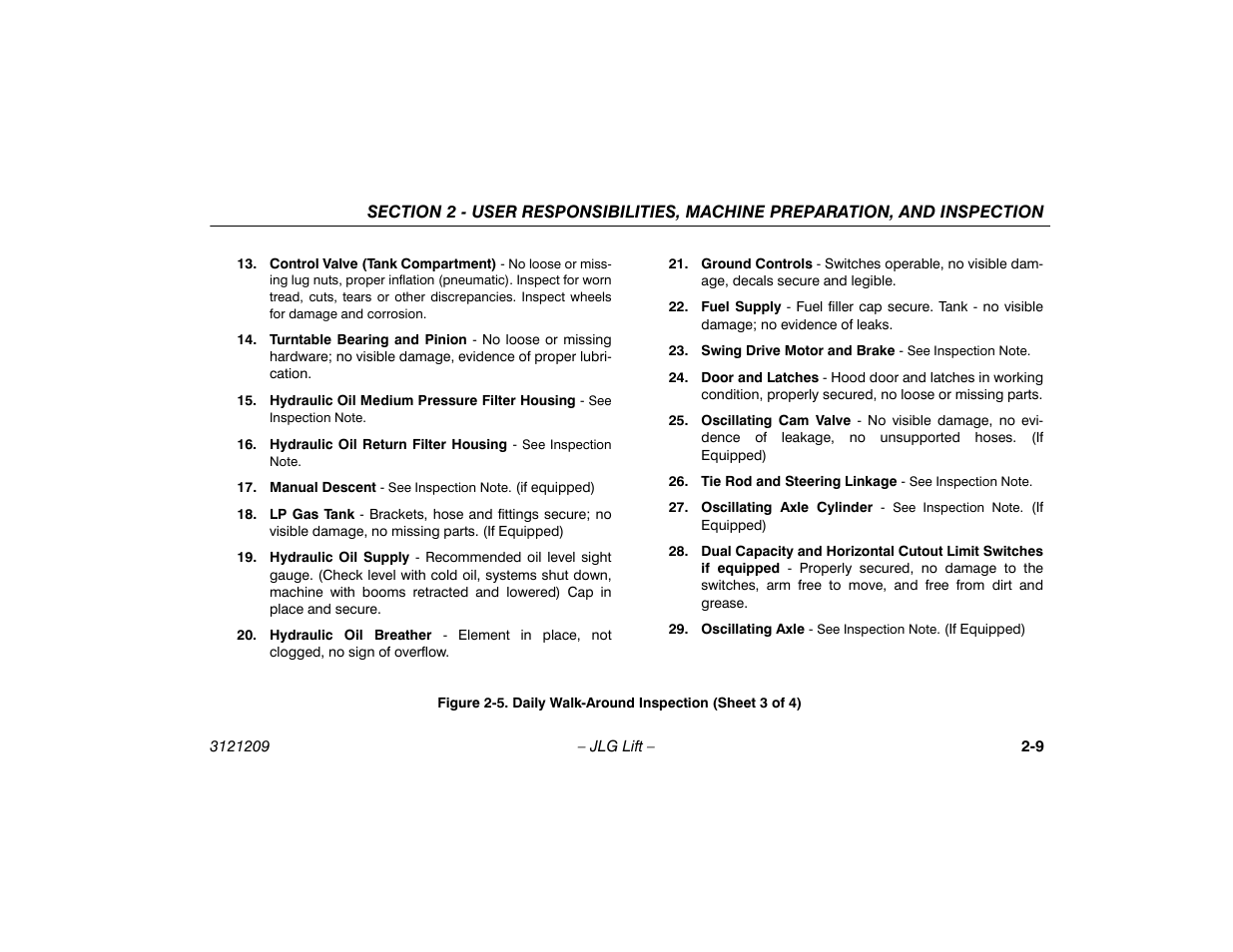 Daily walk-around inspection (sheet 3 of 4) -9 | JLG 800A_AJ Operator Manual User Manual | Page 29 / 150