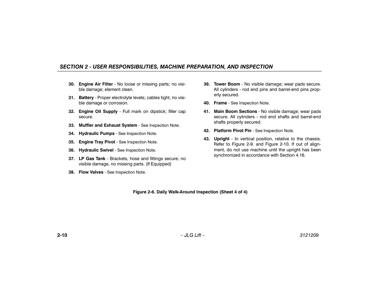 Daily walk-around inspection (sheet 4 of 4) -10 | JLG 800A_AJ Operator Manual User Manual | Page 30 / 150