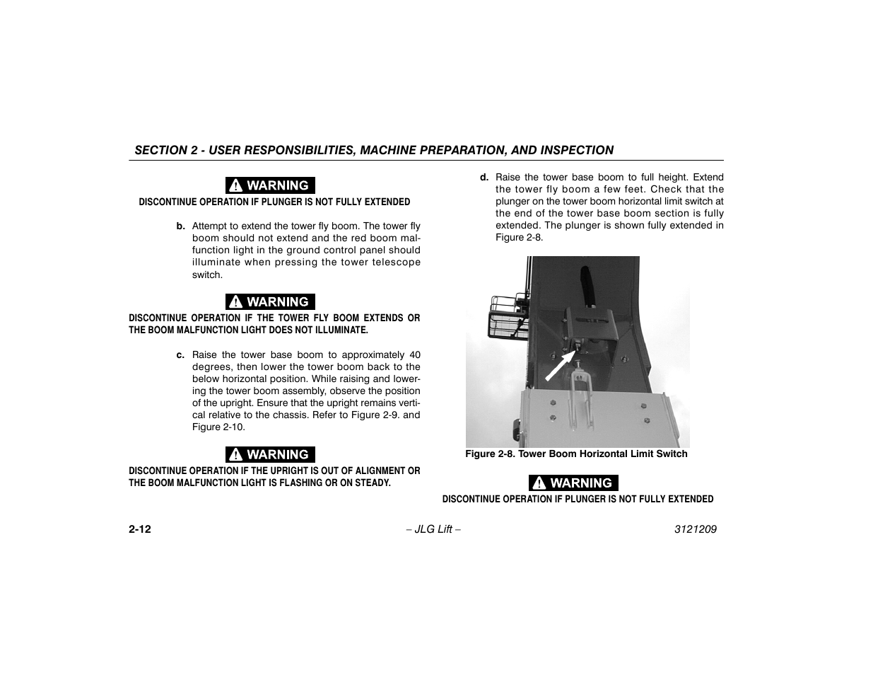 Tower boom horizontal limit switch -12 | JLG 800A_AJ Operator Manual User Manual | Page 32 / 150