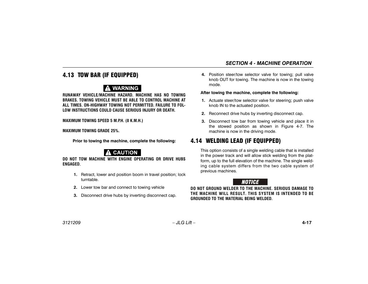 13 tow bar (if equipped), 14 welding lead (if equipped) | JLG 800A_AJ Operator Manual User Manual | Page 79 / 150