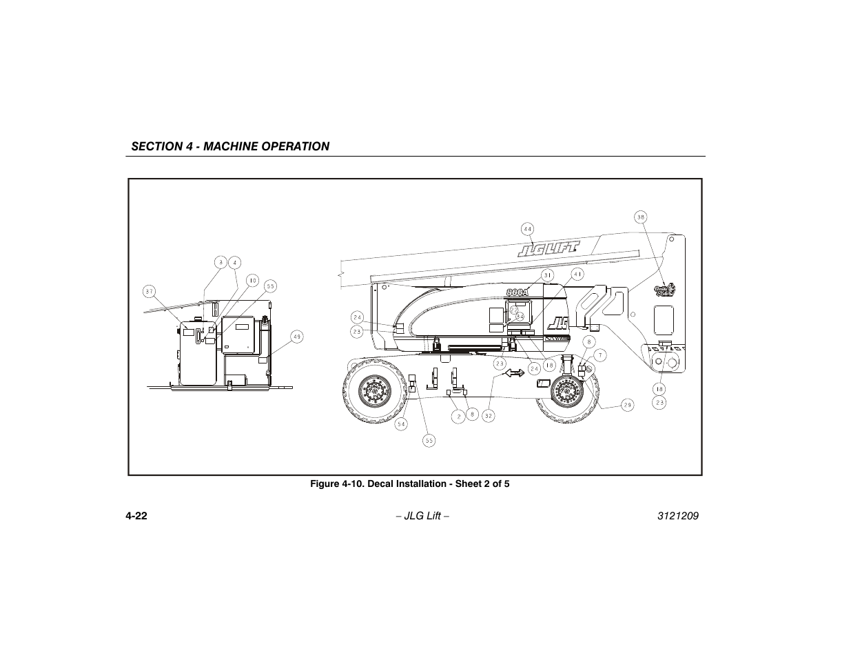 10. decal installation - sheet 2 of 5 -22 | JLG 800A_AJ Operator Manual User Manual | Page 84 / 150