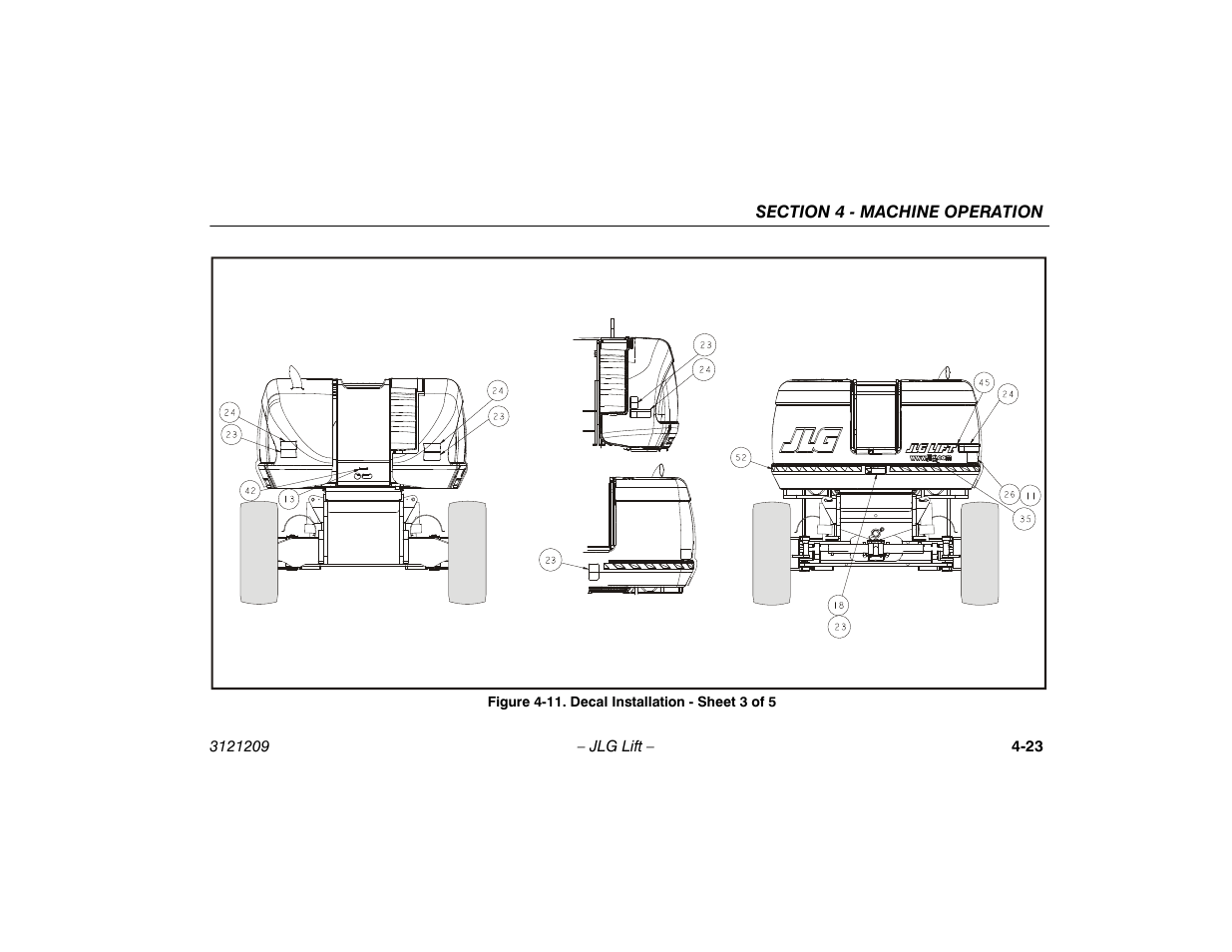 11. decal installation - sheet 3 of 5 -23 | JLG 800A_AJ Operator Manual User Manual | Page 85 / 150