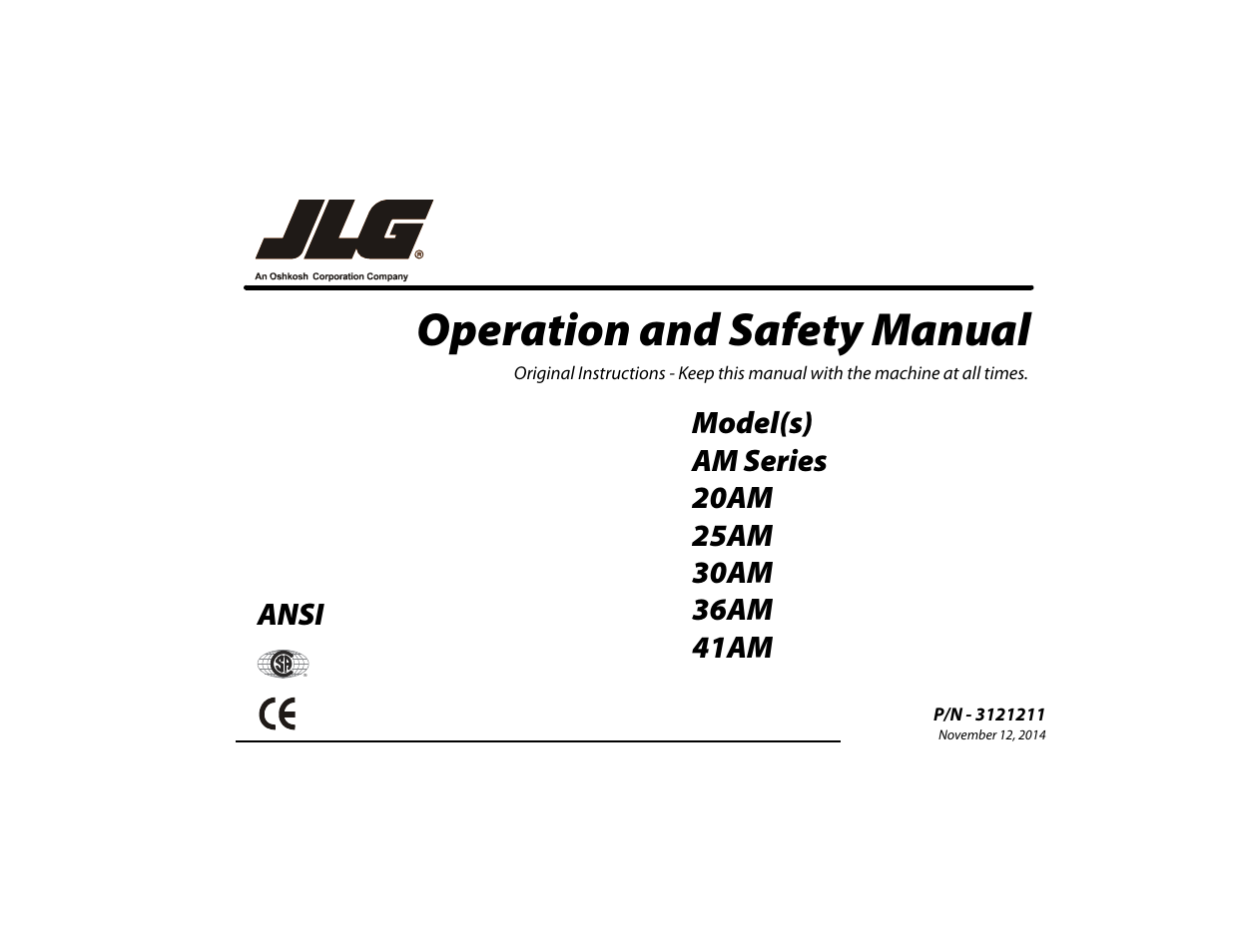 JLG 41AM Operator Manual User Manual | 98 pages
