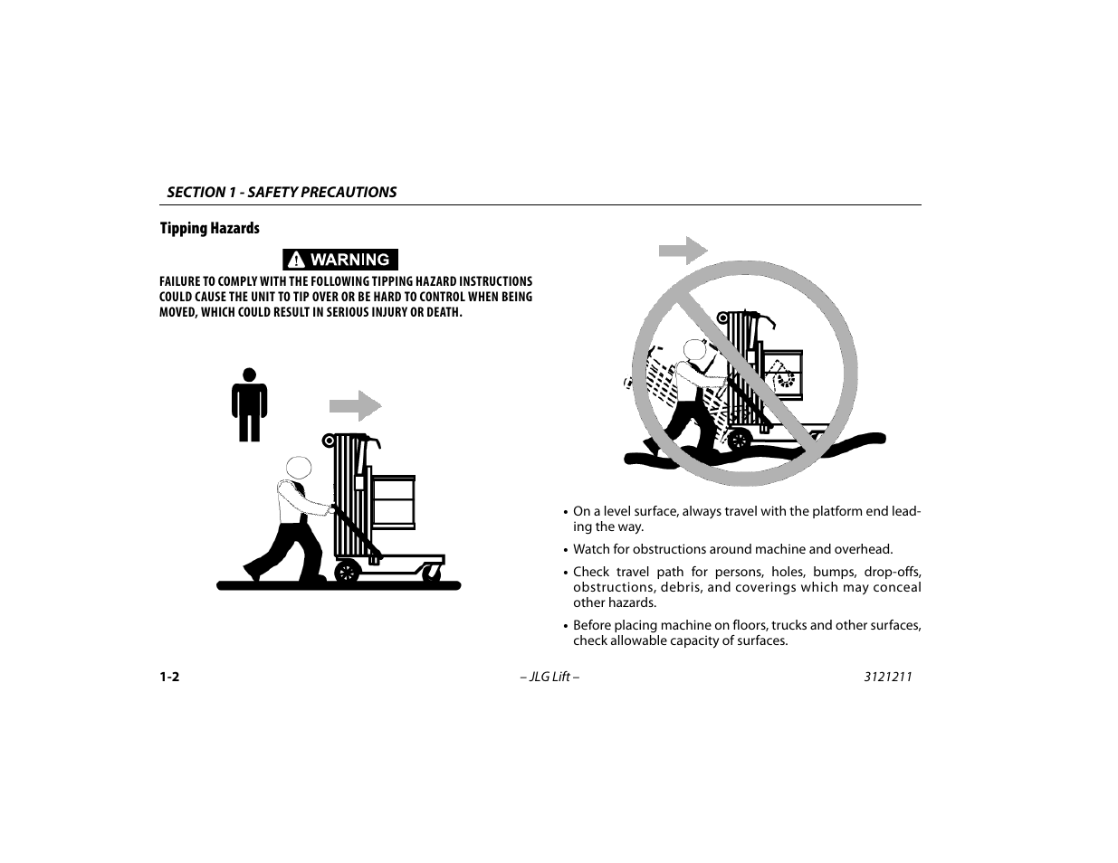 Tipping hazards, Tipping hazards -2 | JLG 41AM Operator Manual User Manual | Page 12 / 98