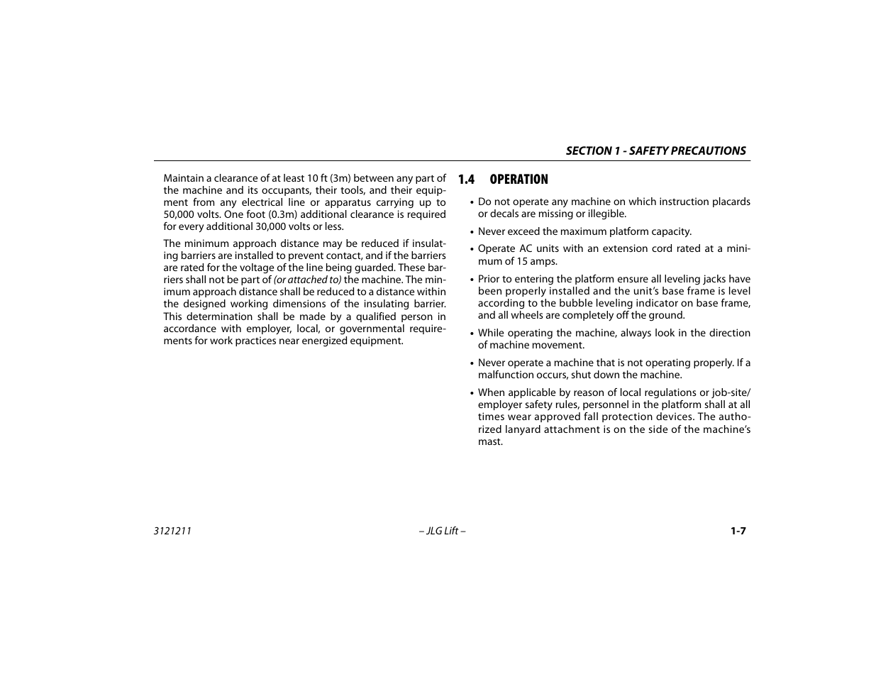 4 operation, Operation -7 | JLG 41AM Operator Manual User Manual | Page 17 / 98
