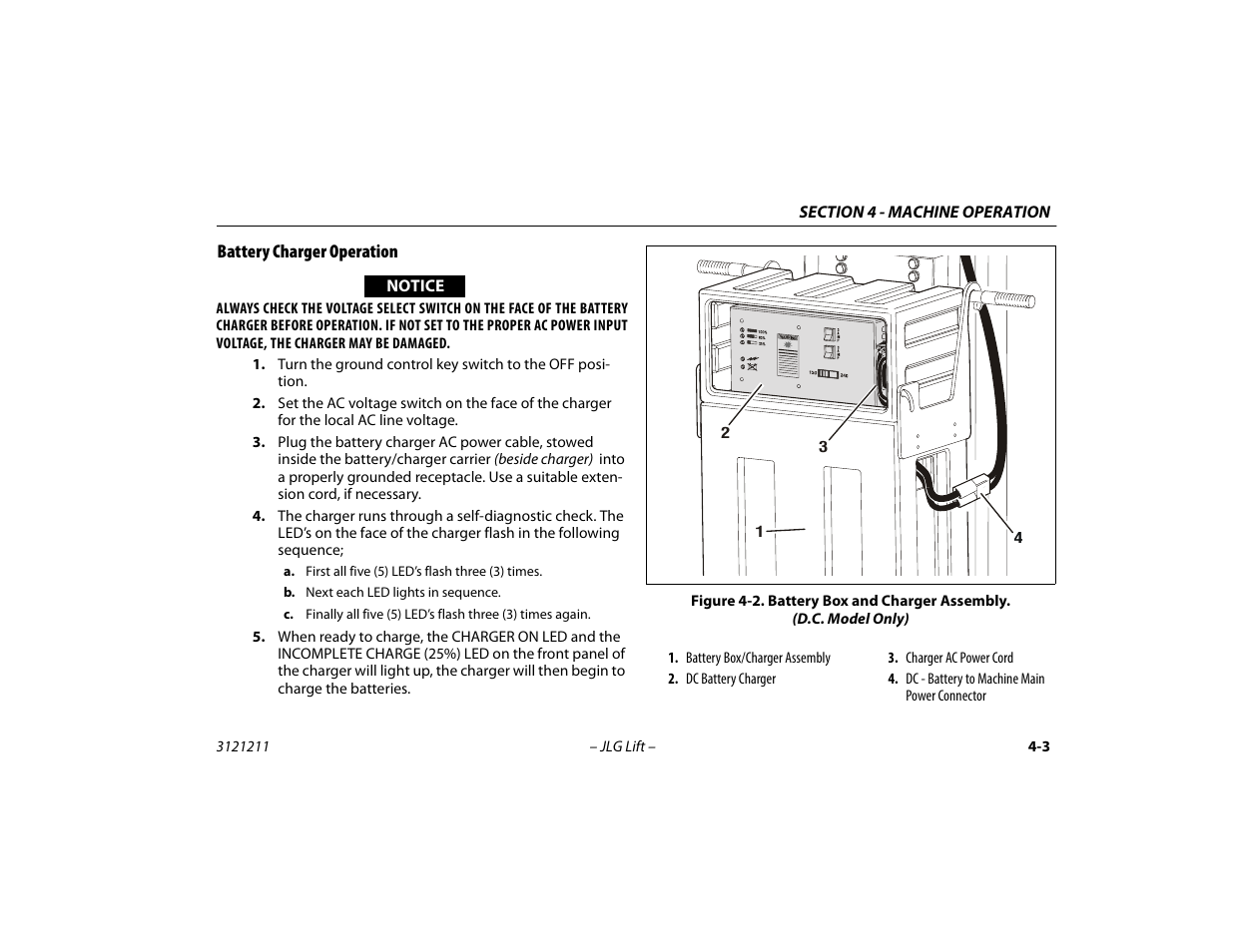 Battery charger operation, Battery charger operation -3 | JLG 41AM Operator Manual User Manual | Page 47 / 98