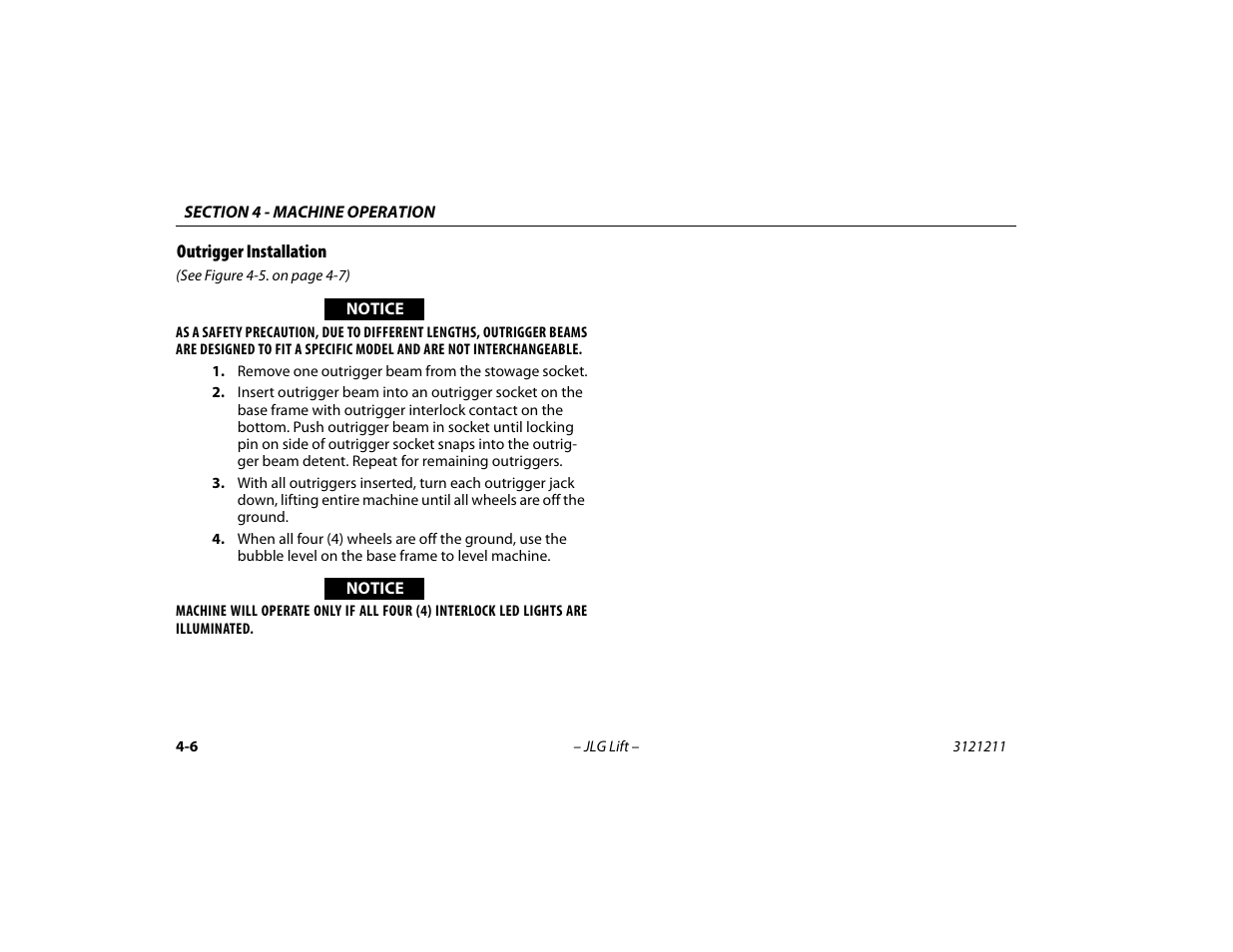 Outrigger installation, Outrigger installation -6 | JLG 41AM Operator Manual User Manual | Page 50 / 98