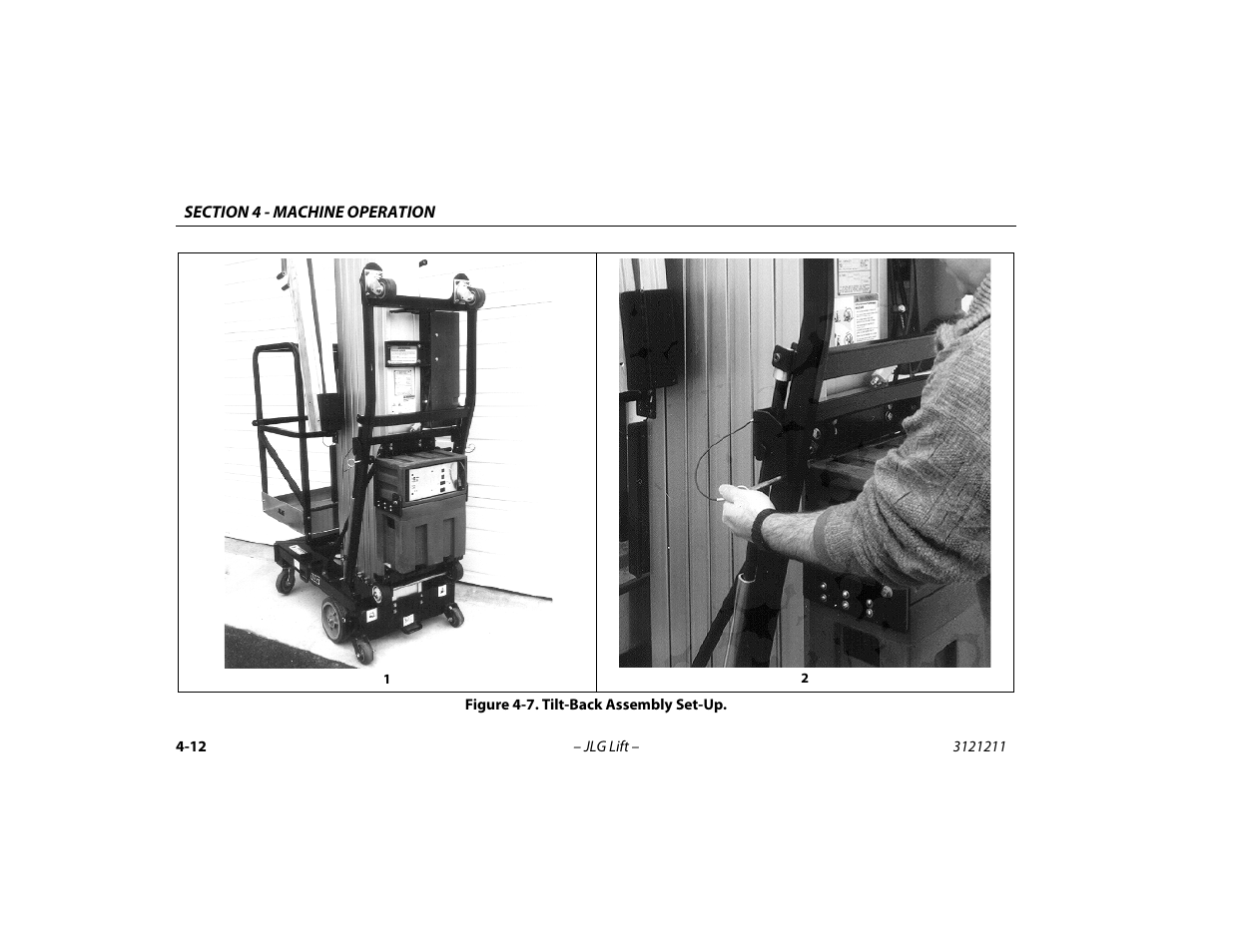 Tilt-back assembly set-up -12 | JLG 41AM Operator Manual User Manual | Page 56 / 98