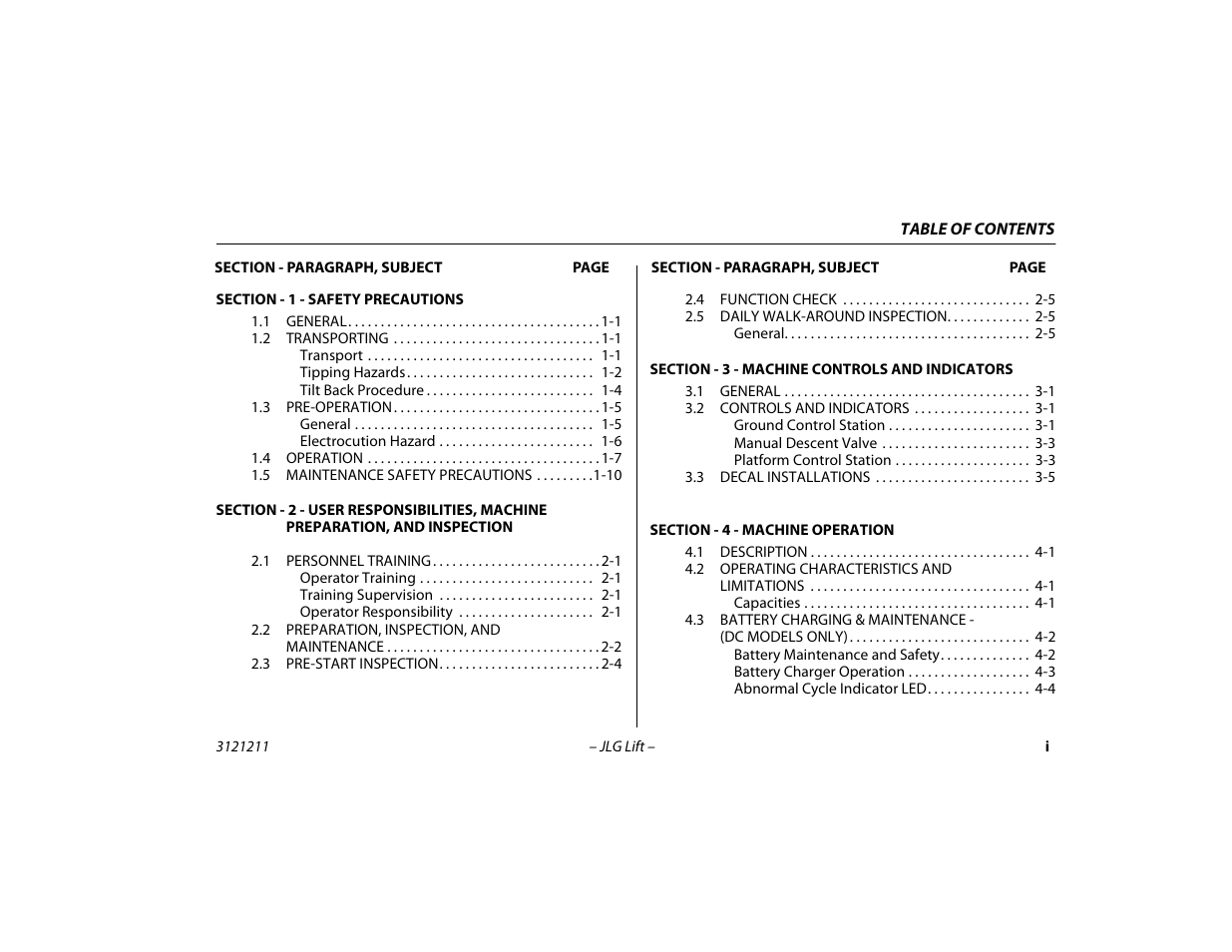 JLG 41AM Operator Manual User Manual | Page 7 / 98