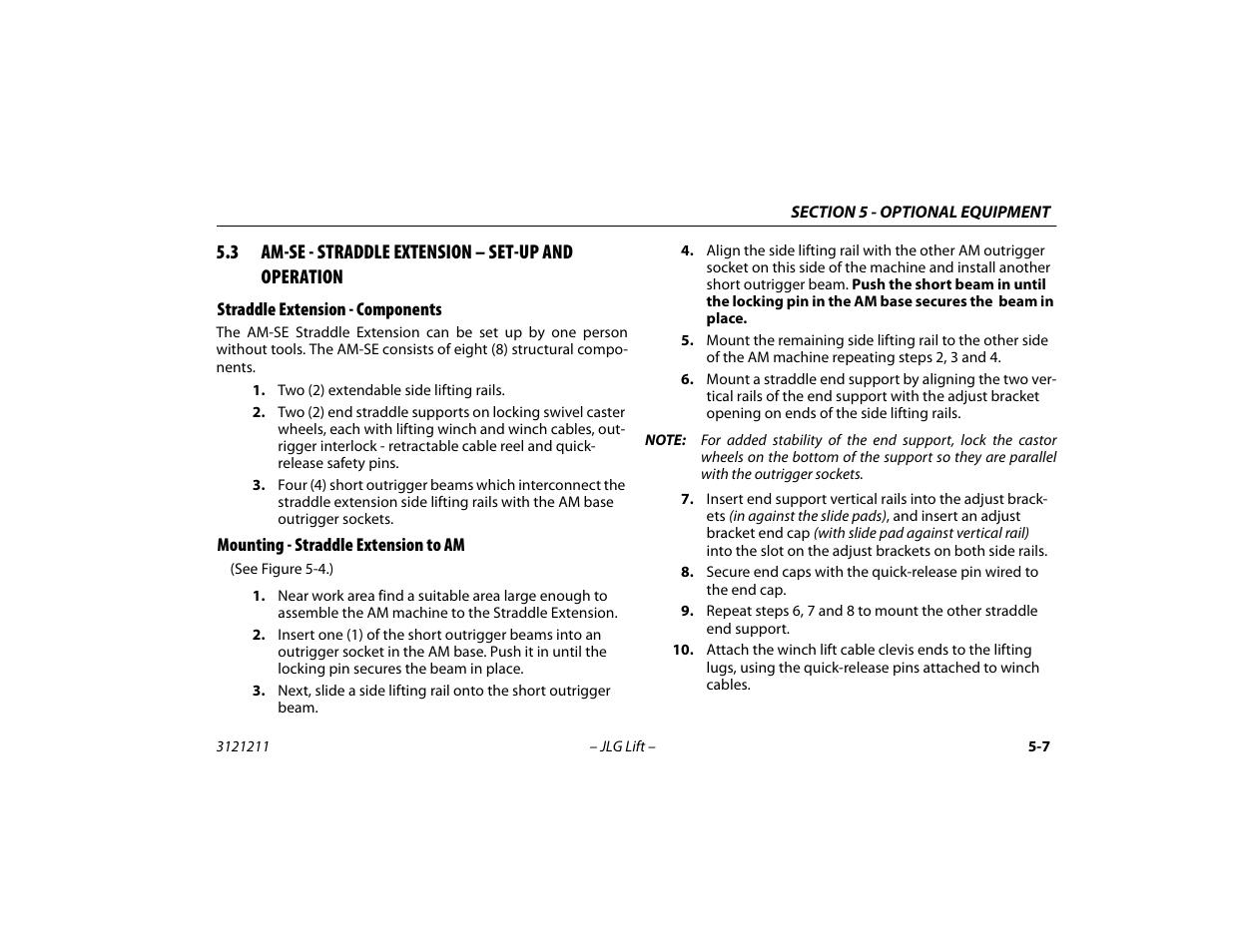 Straddle extension - components, Mounting - straddle extension to am | JLG 41AM Operator Manual User Manual | Page 75 / 98