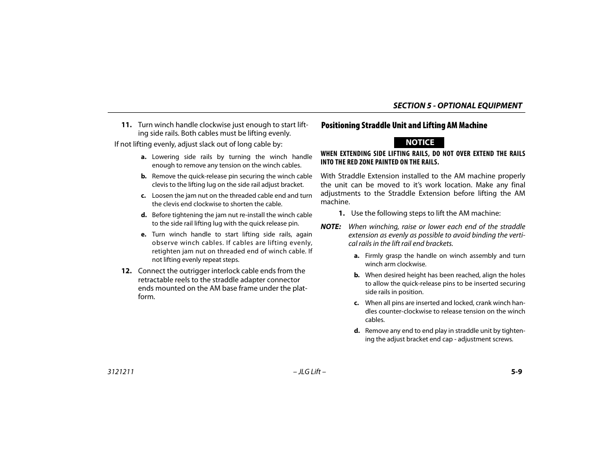 Positioning straddle unit and lifting am machine | JLG 41AM Operator Manual User Manual | Page 77 / 98