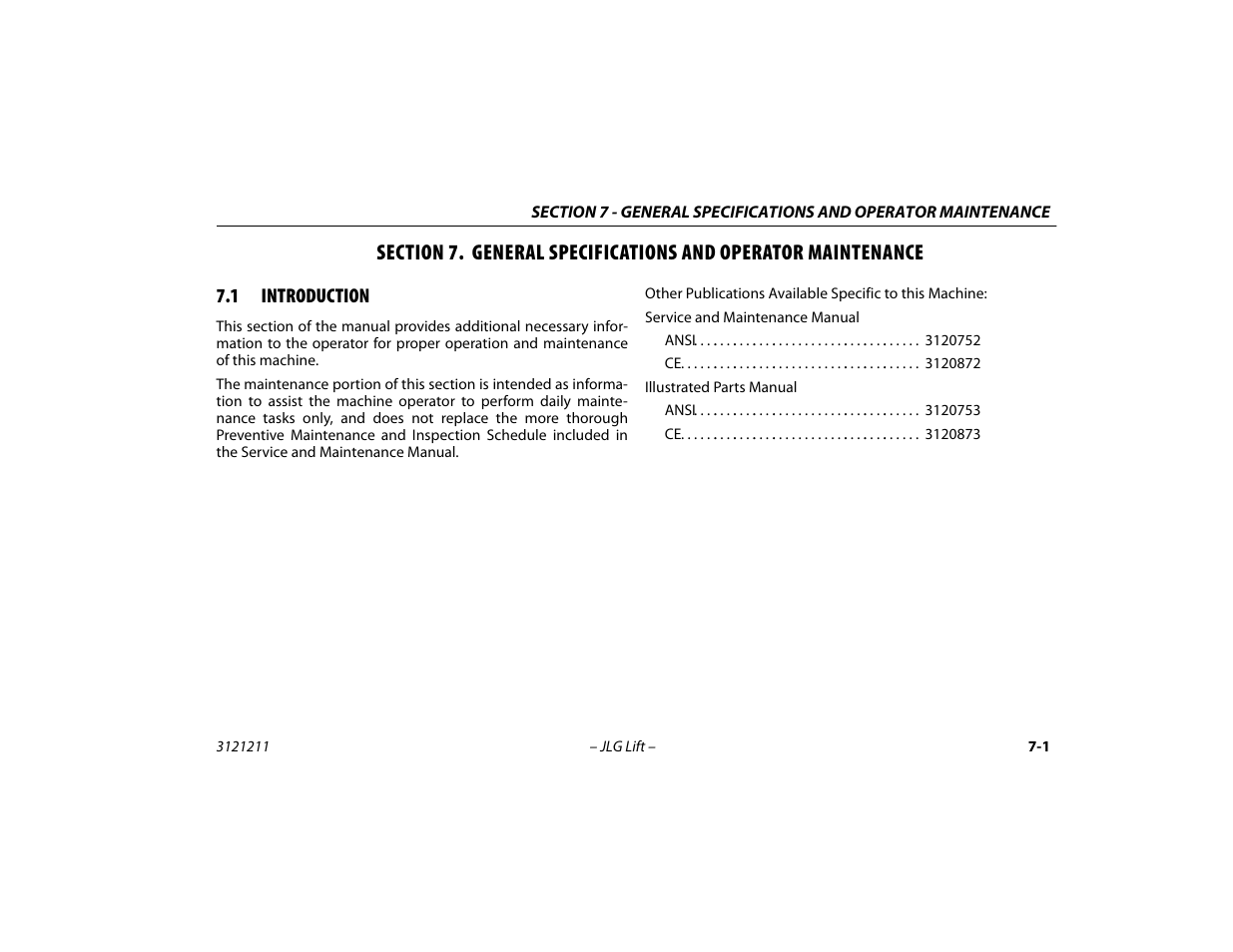 1 introduction, Introduction -1 | JLG 41AM Operator Manual User Manual | Page 83 / 98