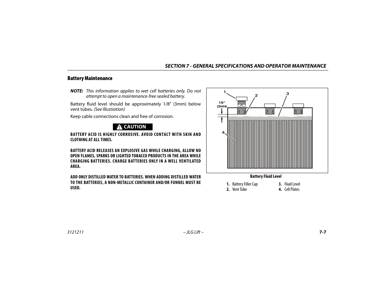 Battery maintenance, Battery maintenance -7 | JLG 41AM Operator Manual User Manual | Page 89 / 98