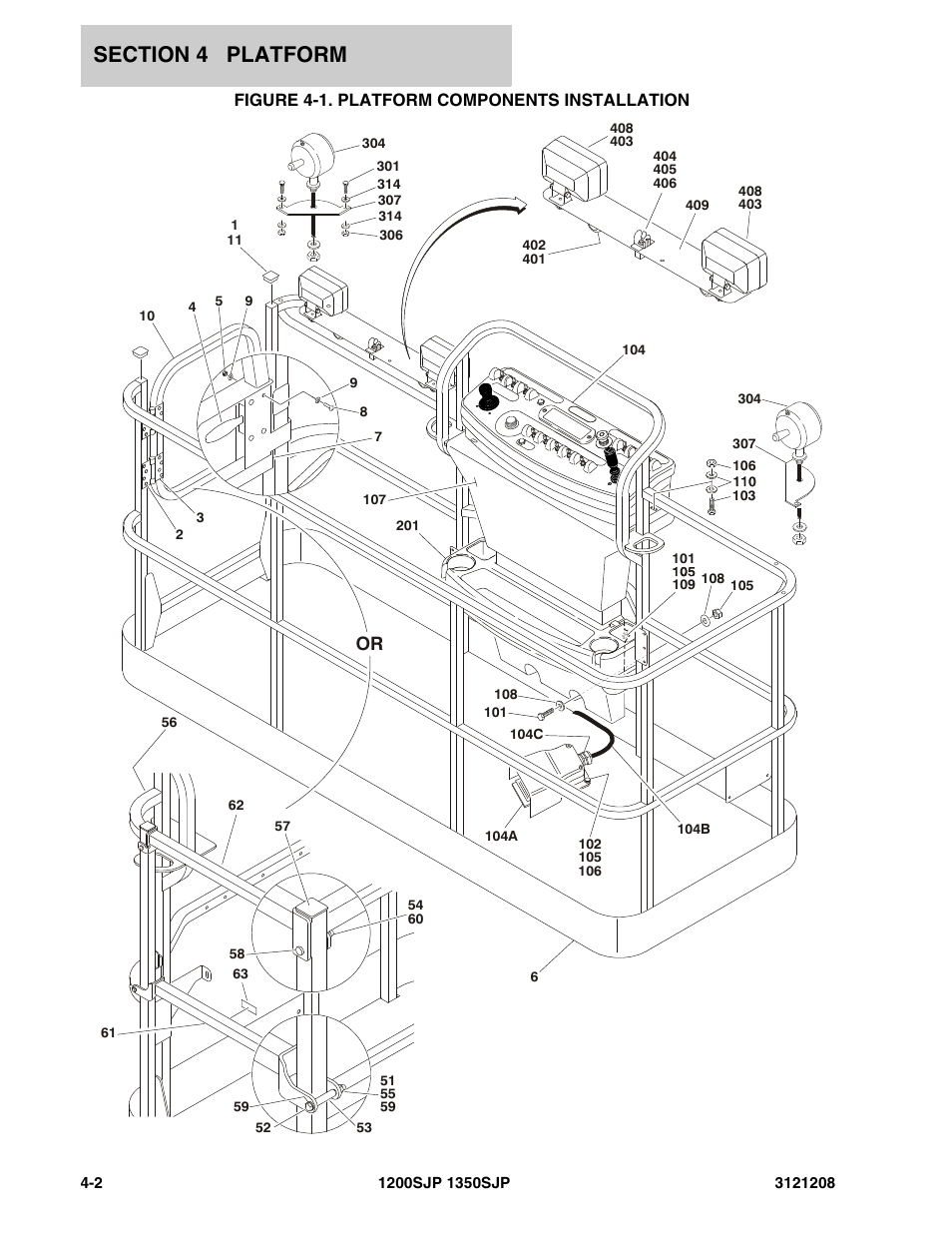 Figure 4-1. platform components installation | JLG 1350SJP Parts Manual User Manual | Page 250 / 460