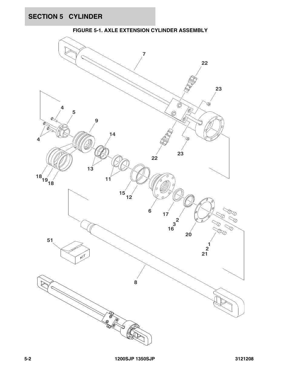 Figure 5-1. axle extension cylinder assembly | JLG 1350SJP Parts Manual User Manual | Page 276 / 460