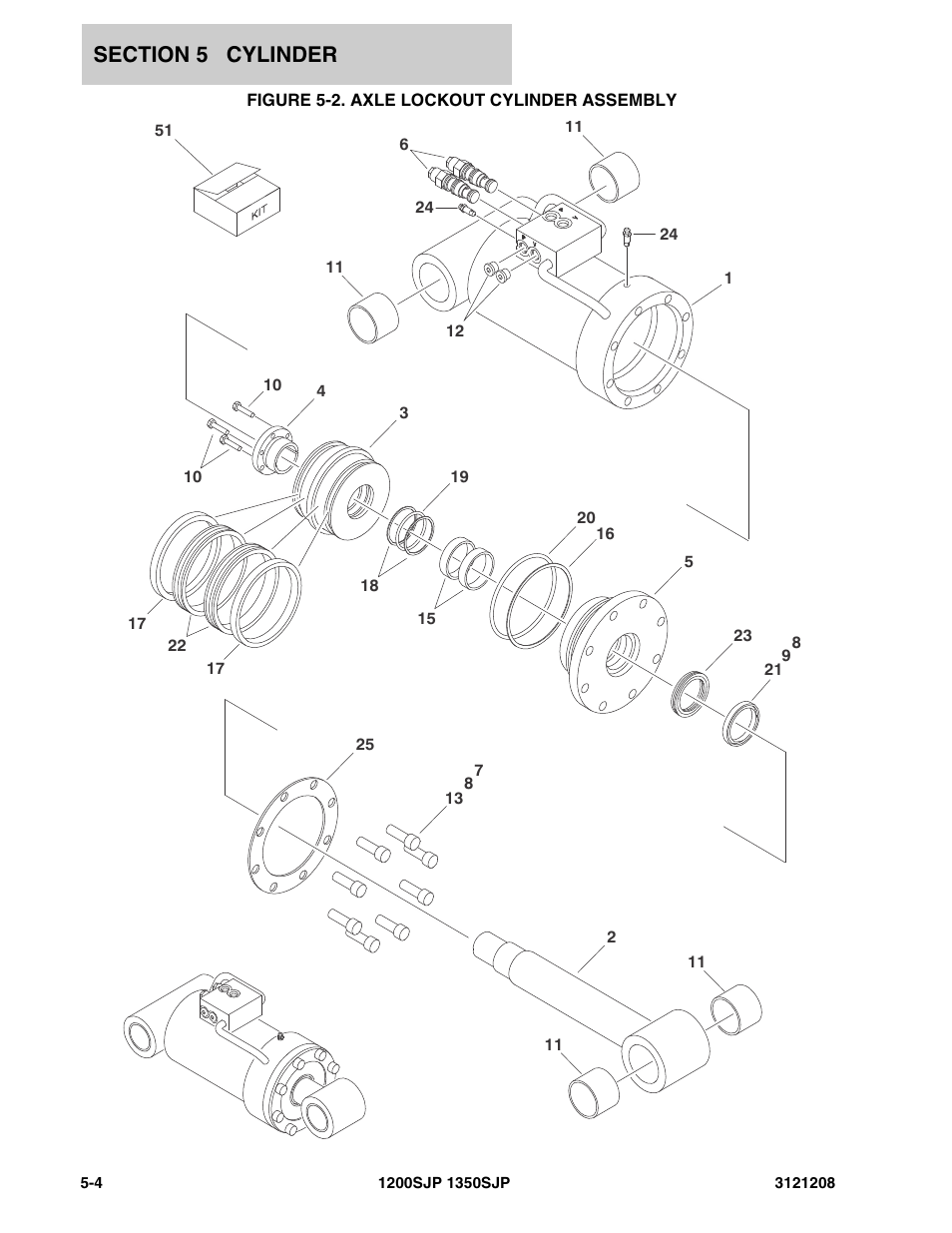 Figure 5-2. axle lockout cylinder assembly | JLG 1350SJP Parts Manual User Manual | Page 278 / 460