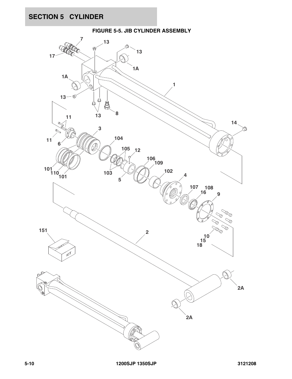 Figure 5-5. jib cylinder assembly | JLG 1350SJP Parts Manual User Manual | Page 284 / 460