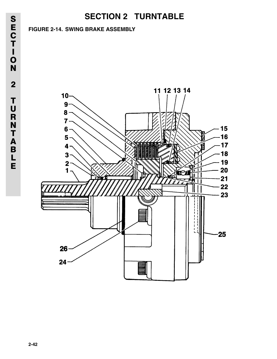 Figure 2-14. swing brake assembly | JLG 45HA ANSI Parts Manual User Manual | Page 106 / 382