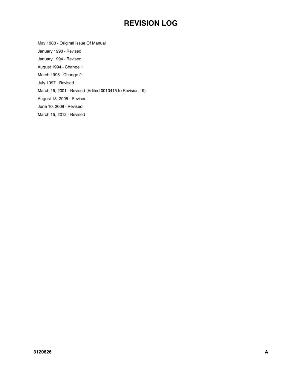 Revision log | JLG 45HA ANSI Parts Manual User Manual | Page 3 / 382