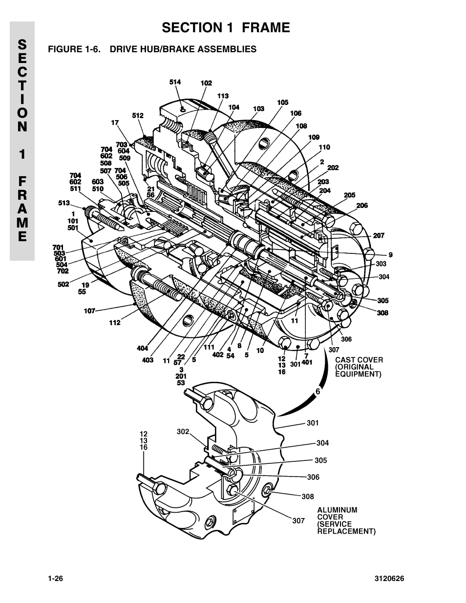 Figure 1-6. drive hub/brake assemblies | JLG 45HA ANSI Parts Manual User Manual | Page 34 / 382