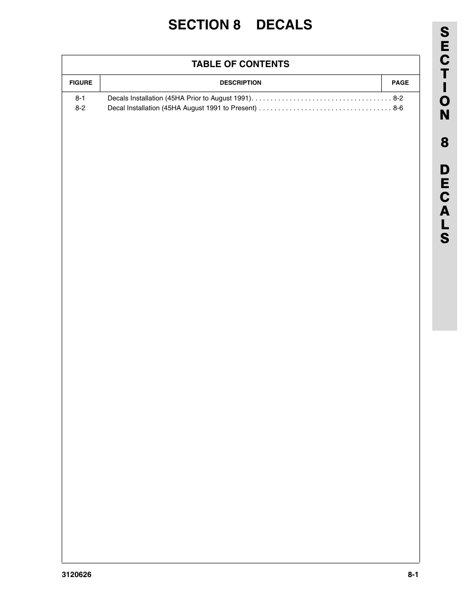 Section 8 decals | JLG 45HA ANSI Parts Manual User Manual | Page 361 / 382