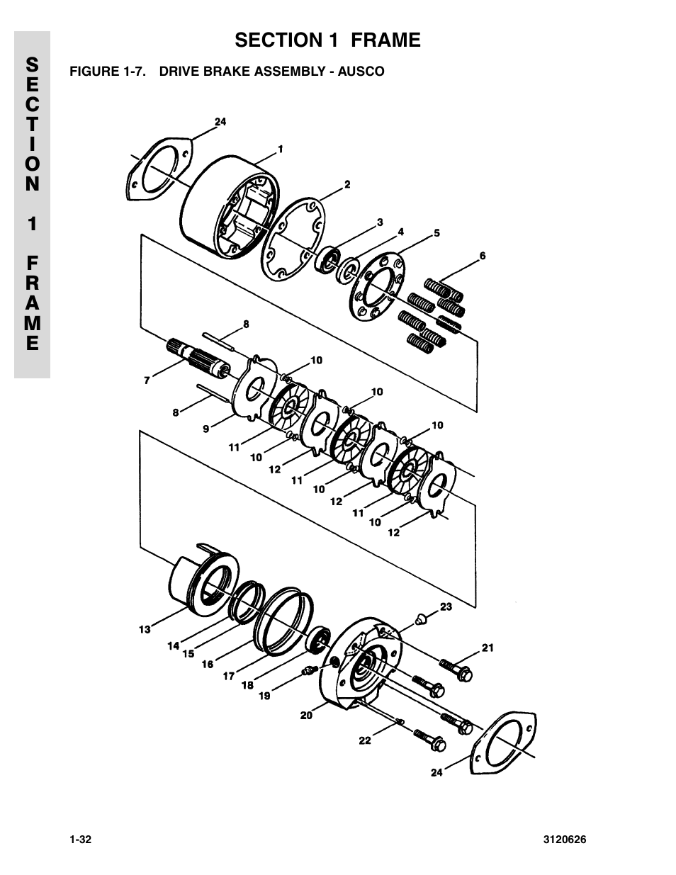 Figure 1-7. drive brake assembly - ausco | JLG 45HA ANSI Parts Manual User Manual | Page 40 / 382