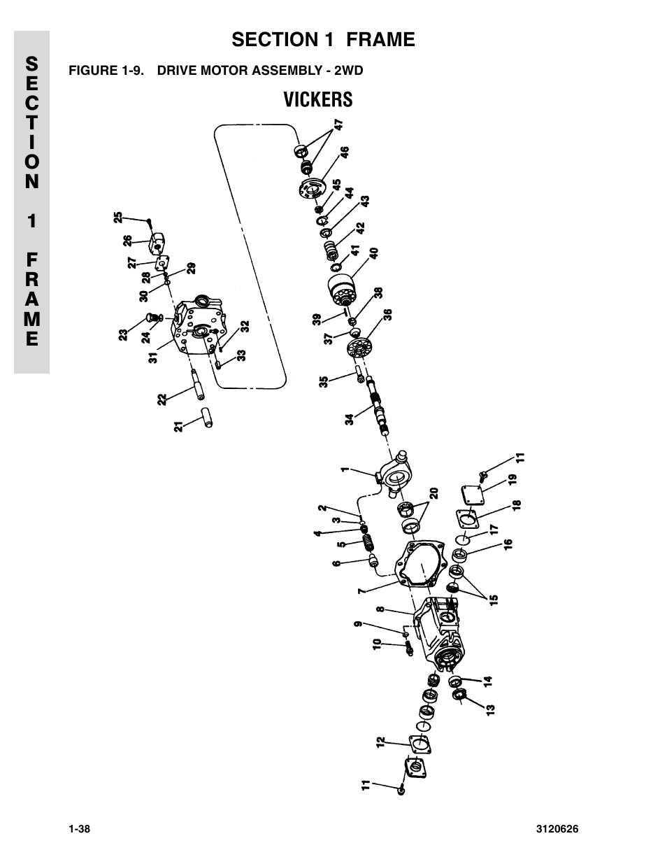 Figure 1-9. drive motor assembly - 2wd | JLG 45HA ANSI Parts Manual User Manual | Page 46 / 382