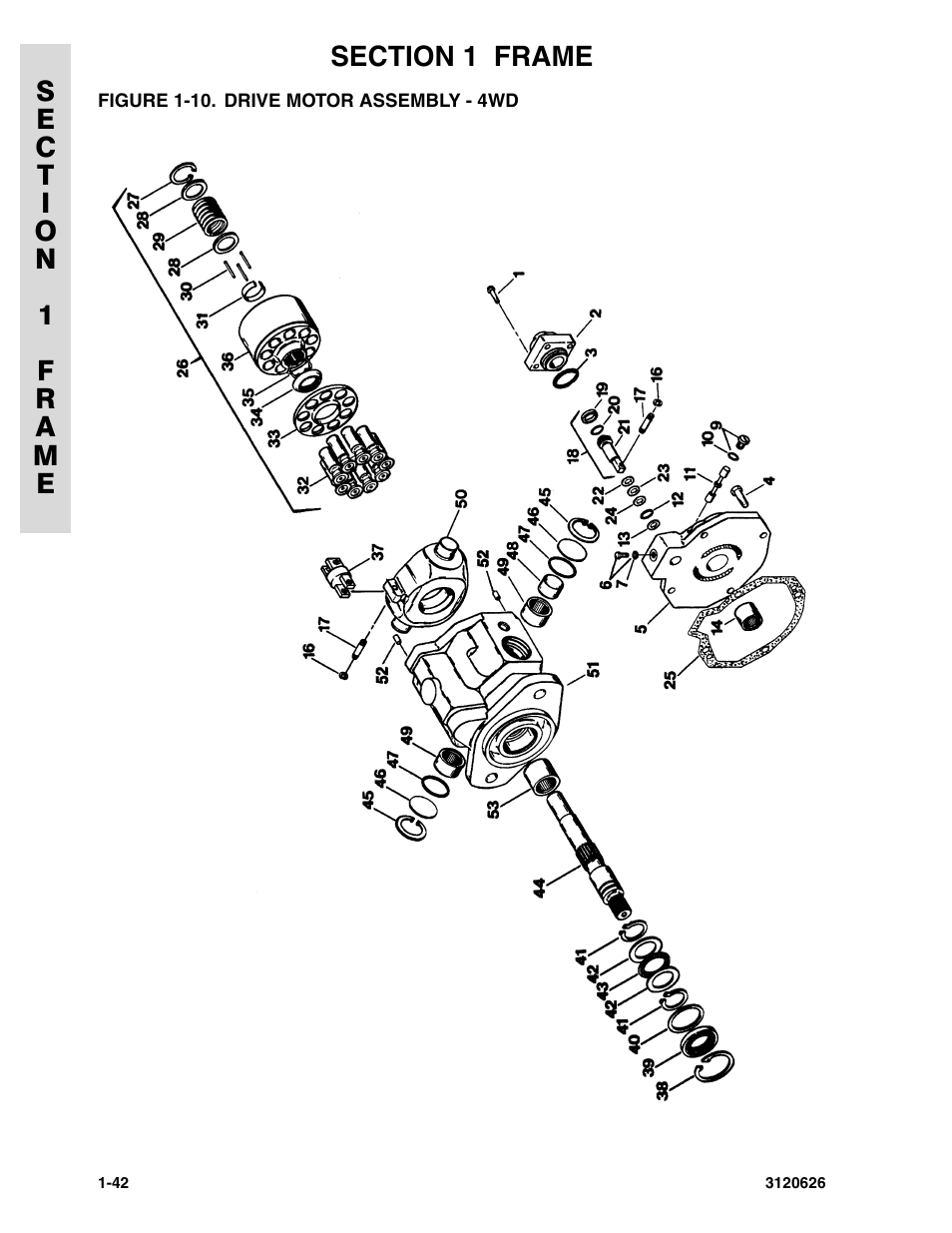 Figure 1-10. drive motor assembly - 4wd | JLG 45HA ANSI Parts Manual User Manual | Page 50 / 382